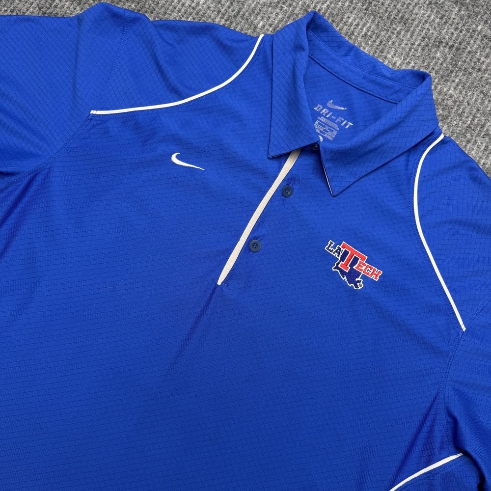 Louisiana Tech Bulldogs Nike Dri Fit Polo Shirt Mens XL Blue NCAA Football